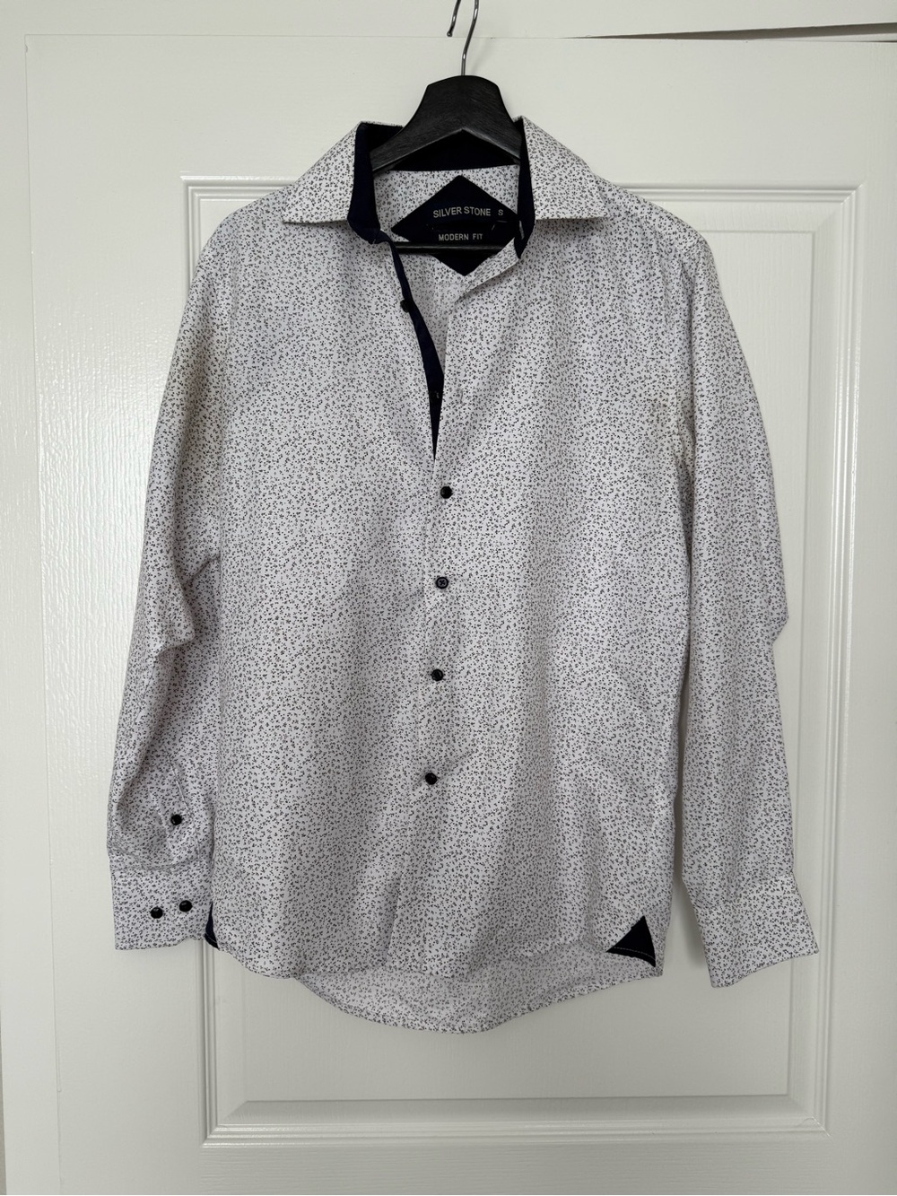 Silver Stone White Micro-Pattern Men's Dress Shirt
